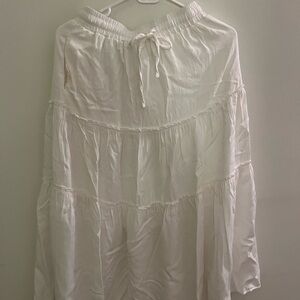 White Tiered Boho Midi Skirt